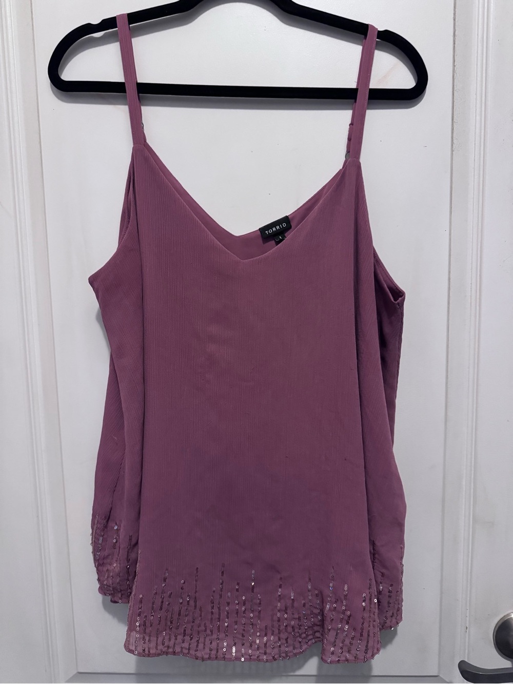torrid Mauve Ribbed Camisole with Sequin Hem